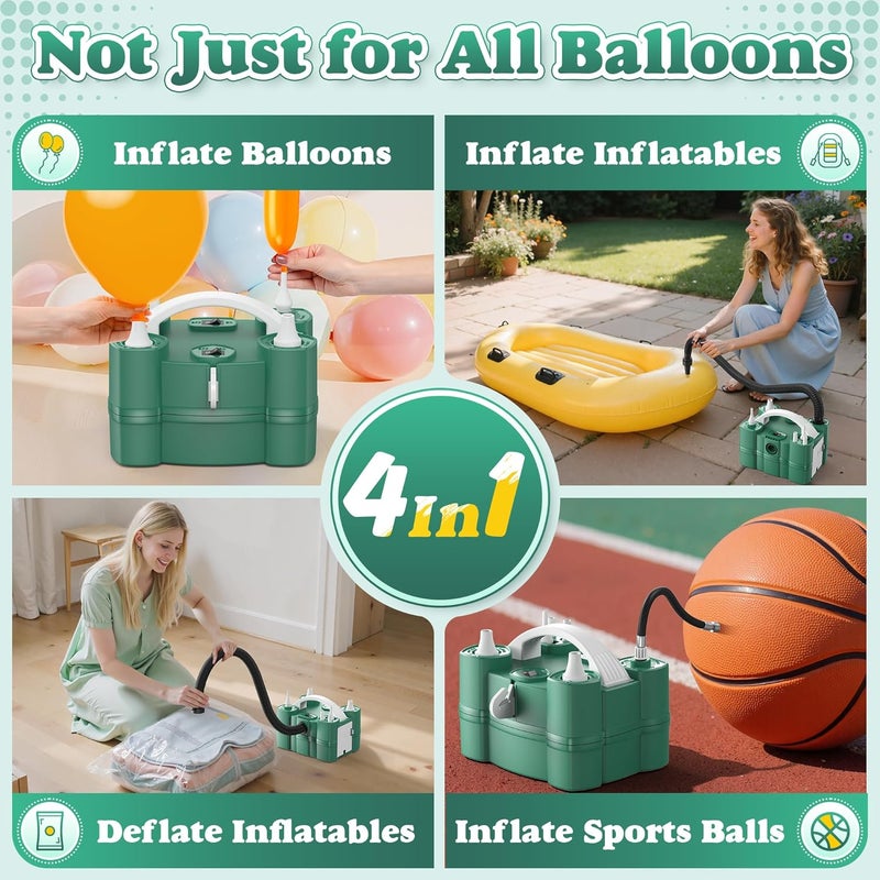 LooLaa Balloon Pump 4-in-1 Electric Balloon Inflator with Triple Inflating Ports for All Balloons Air Filler Machine for Sports Balls Inflator Deflator for Inflatables - Image 3